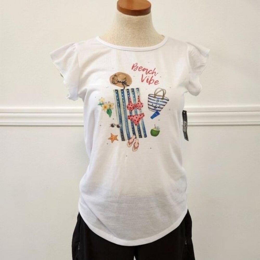 Vintage Rose Ruffle sleeve crew neck tshirt - Picture 3 of 12